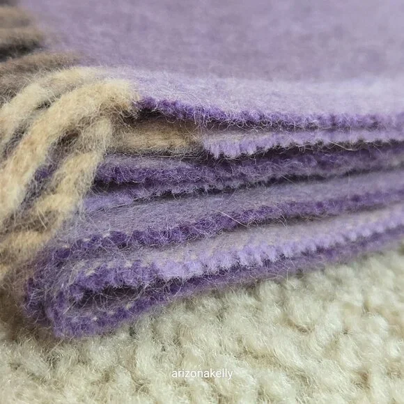 Luxurious Cashmere Scarf Purple Plaid Thick Plush - Picture 12 of 13